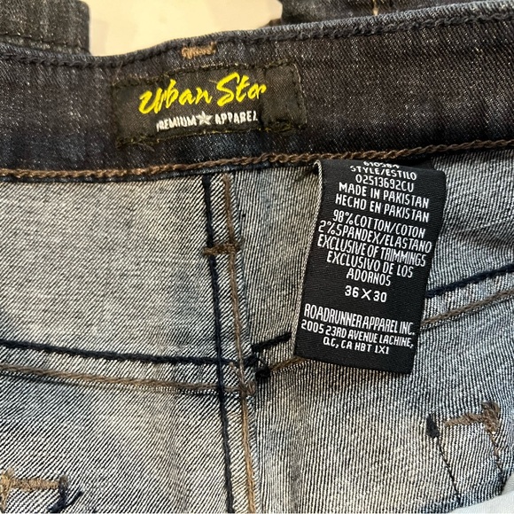 2 Pair Men’s Urban Star Jeans Black and Blue 36x30 - Picture 4 of 6